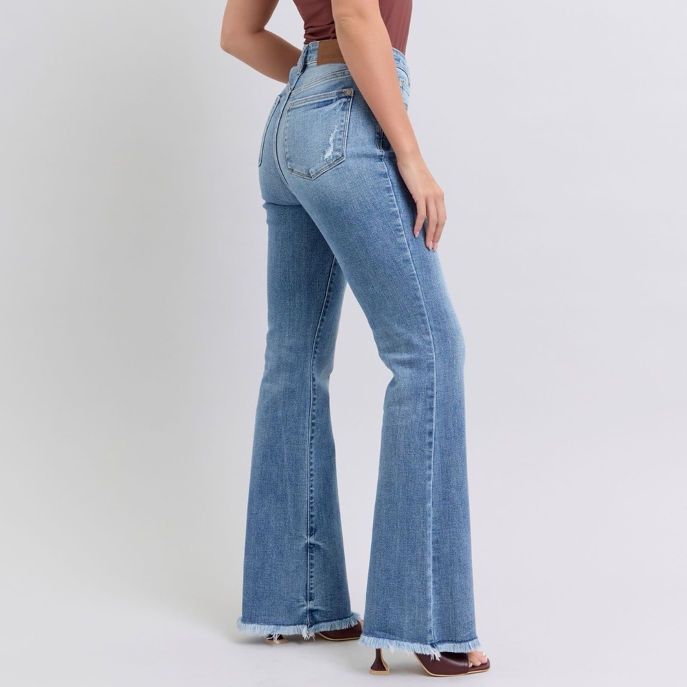 Judy Blue Full Size Raw Hem High Rise Bootcut Jeans